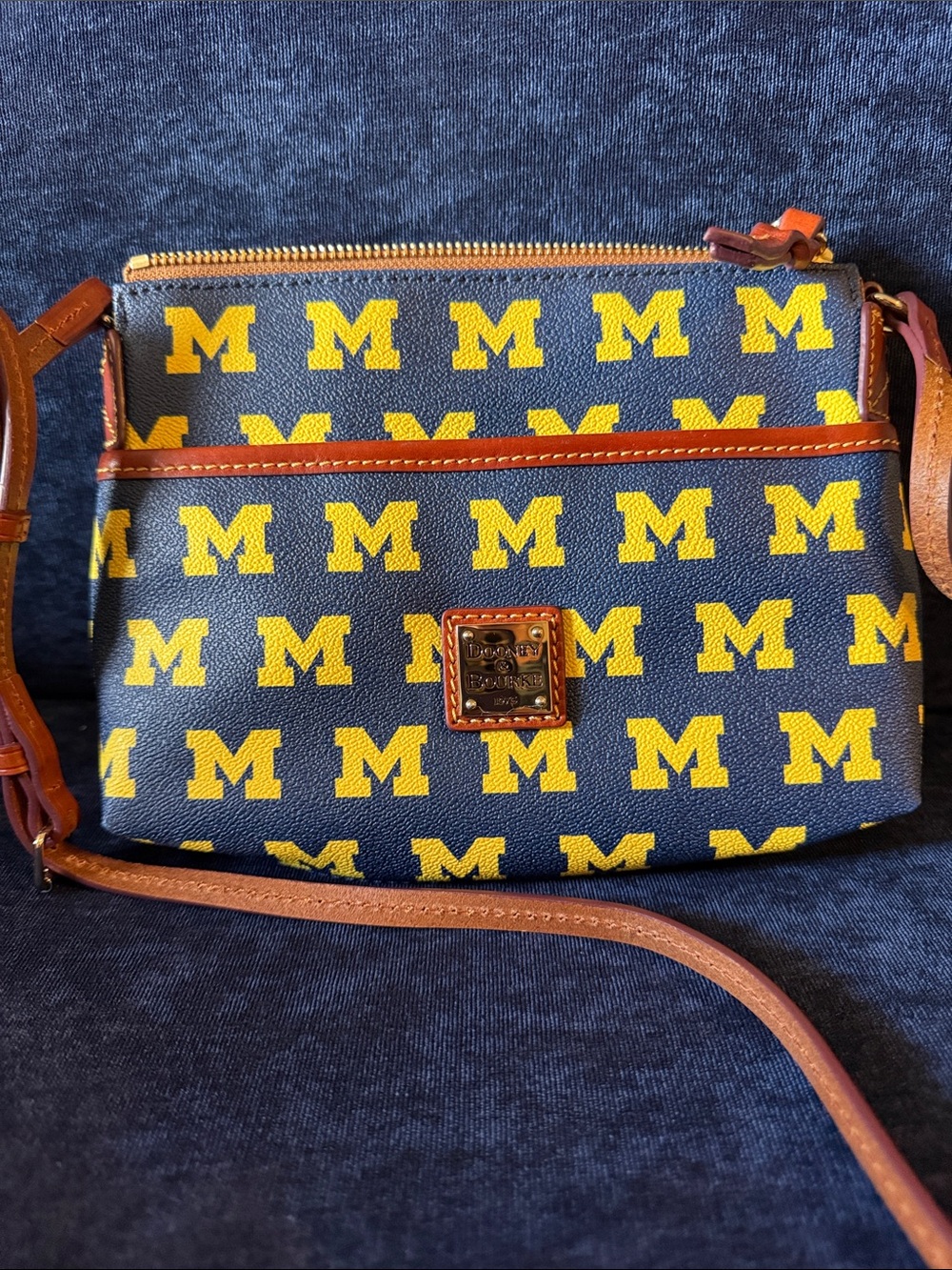 Dooney & Bourke Navy & Yellow 'M' Crossbody Bag